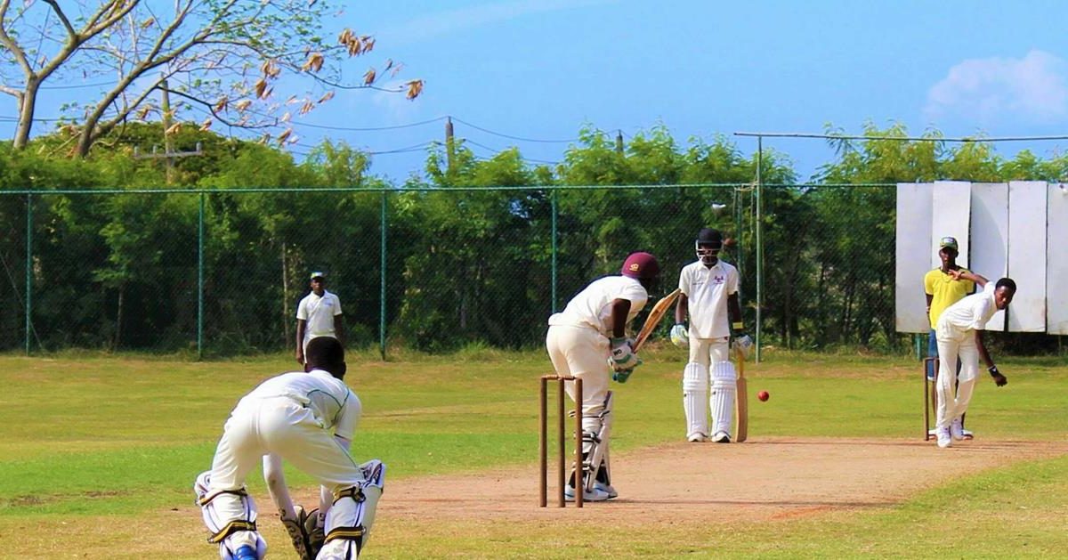 Men playing cricket